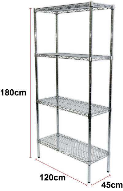 340001 - CHROMED WAVE RACK 180H x 120L x 45Dcm (4-039)