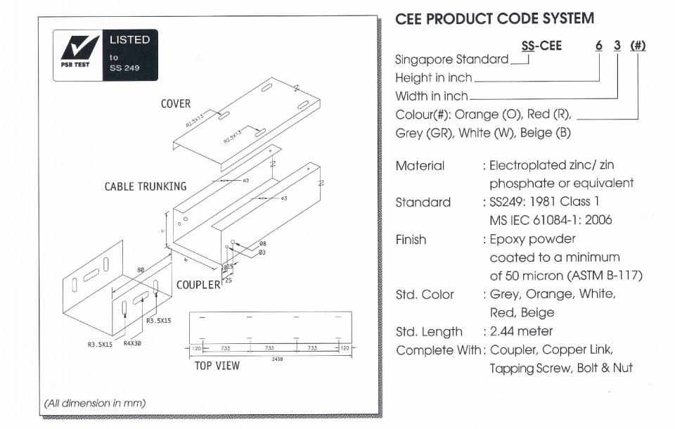 COMPLIED STEEL SURFACE CABLE TRUNKING Cable Trunking Cable Support Systems