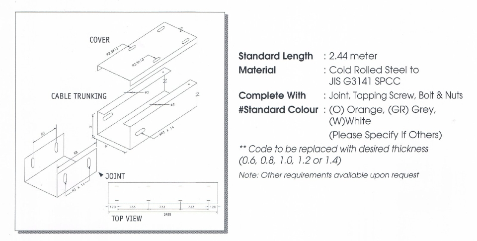 EPOXY STEEL CABLE TRUNKING (INDOOR USE) Cable Trunking Cable Support Systems