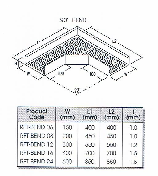 90c BEND PERFORATED CABLE TRAY FITTING Cable Tray Cable Support Systems