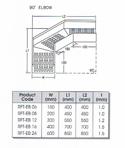 90c ELBOW PERFORATED CABLE TRAY FITTING Cable Tray Cable Support Systems