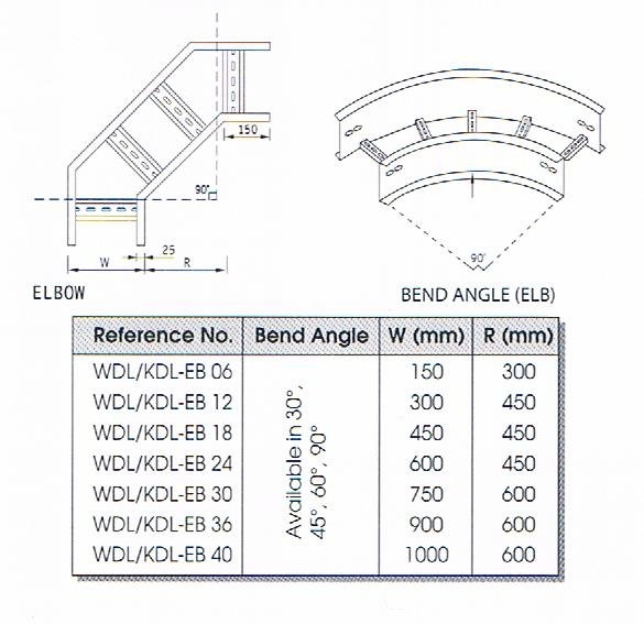BEND ANGLE (ELBOW) CABLE LADDAR FITTING Cable Ladder Cable Support Systems