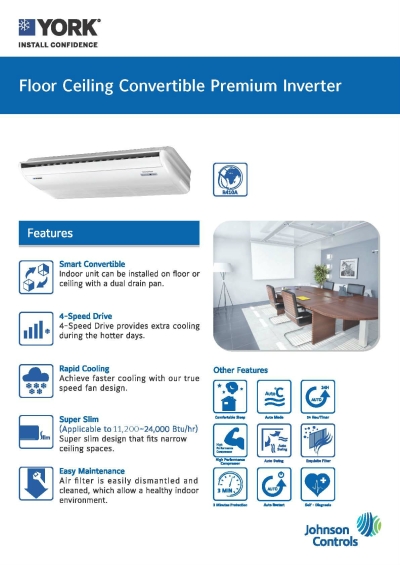 YORK Floor/Ceiling Convertible Premium Inverter [5 Star] (R410A)