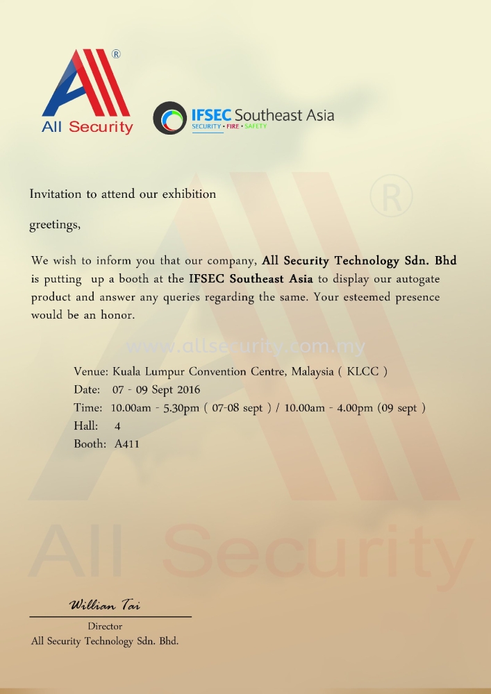 Exhibition-  IFSEC Southeast Asia 2016 ( KLCC )