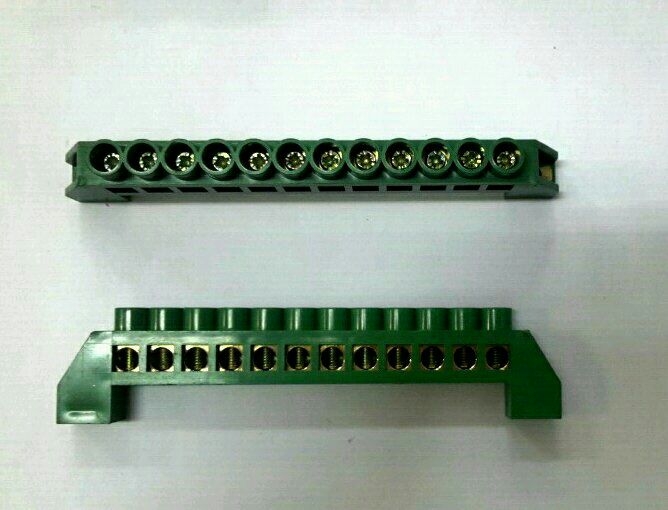 63A~12Way Insulated Neutral LinkGreen Neutral Link Electric Panel Accessories