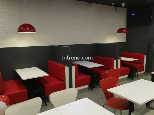 Custom made bench seating with cushion in PJ Selangor Malaysia #Bench Design #Carpentry works #cushion #Fabric #plywood #laminate #veneer #spray paint