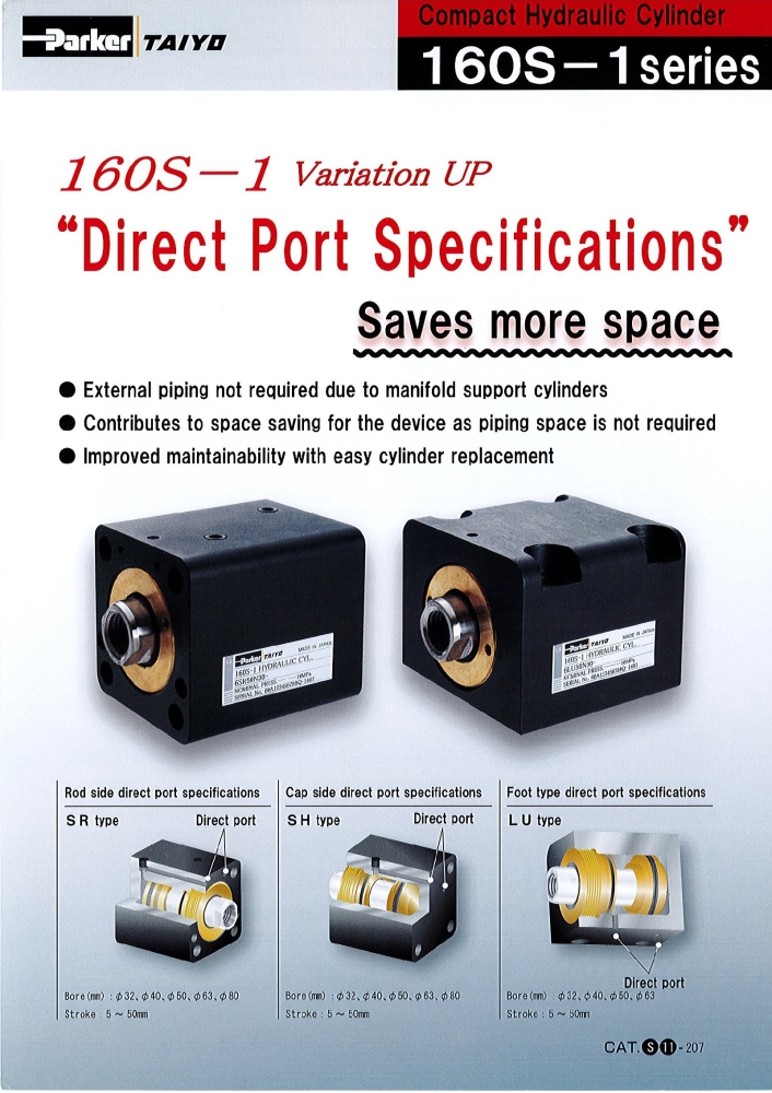 160S-1 Series - Compact Hydraulic Cylinder With Direct Port Specifications