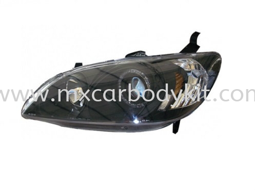 HONDA CIVIC 2004 HEAD LAMP CRYSTAL BLACK W/PROJECTOR & RIM HEAD LAMP ACCESSORIES AND AUTO PARTS