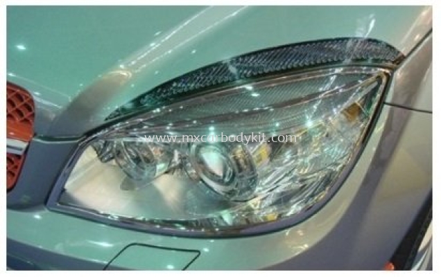 MERCEDES BENZ W204 2007 & ABOVE HEAD LAMP RIM W/BLACK CHROME+EYEBROW W/LIGHT POINT BLUE/WHITE