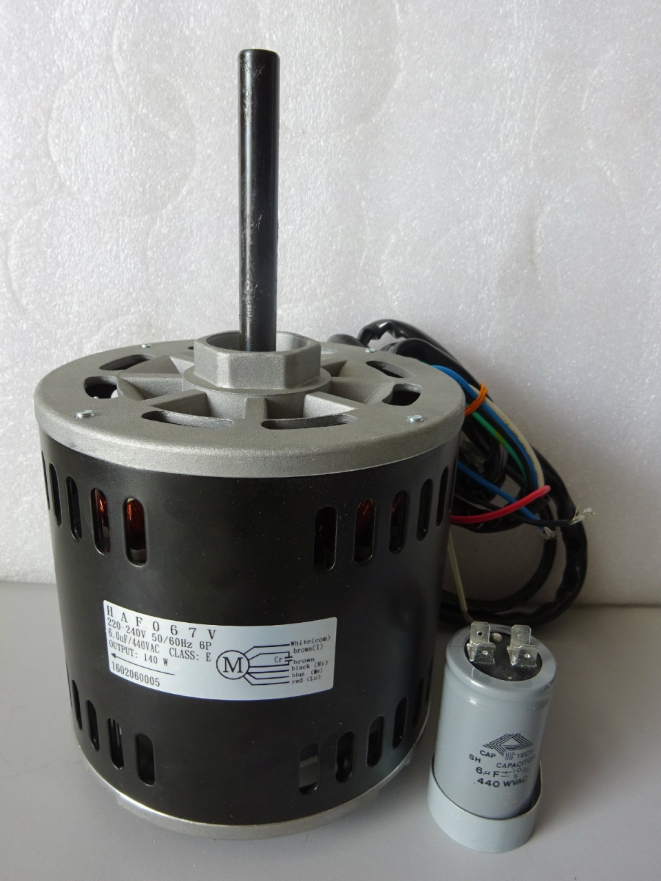 YORK HAF-067 (1PH 1/4HP 140W 6P) INDOOR FAN MOTOR C/W 6UF CAPACITOR - (DCP06CC)(REPLACED:DE2J042K-1/5HP)