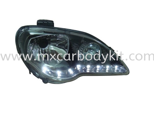 PROTON GEN 2/PERSONA 2005 & ABOVE HEAD LAMP CRYSTAL BLACK CHROME W/LED HEAD LAMP ACCESSORIES AND AUTO PARTS