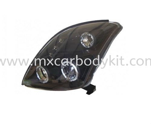 SUZUKI SWIFT 2005 & ABOVE HEAD LAMP BLACK PROJECTOR W/RIM + LED HEAD LAMP ACCESSORIES AND AUTO PARTS