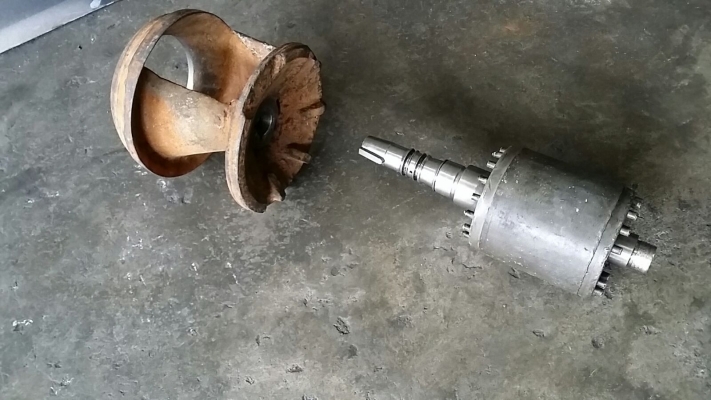 Rotor impeller journal (tapered) & keyway damaged, to rebuild and machine to size matching impeller 