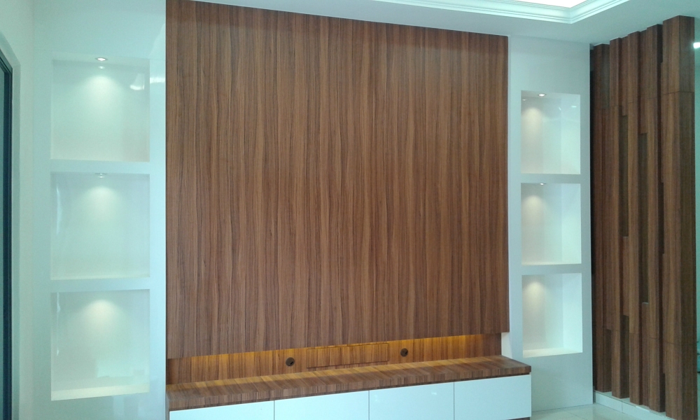 Living Hall T V Cabinet Cum Feature Wall Design Living Hall