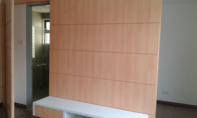 T.V Cabinet cum Hidden Door Feature Wall Design