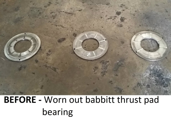 Rebabbitting worn out thrust bearing 