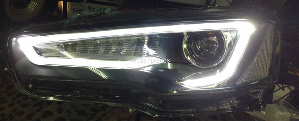 mitsubishi lancer ex headlamp a5 style led