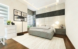 Love the neutral colors of white, wood, black in this bedroom Master Bedroom Modern Tropical & Victorian Interior design for Ms. Tong's Semi-D House in Kota Kemuning