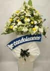 Sympanthy Lily Chrysanthemum Arrangement (FA-143) Sympathy / Condolences Flower Arrangement Funeral Arrangement