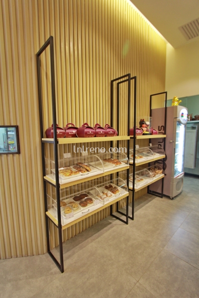 Bakery shop Renovation in PJ KL Selangor Malaysia #plywood #melamine  #veneer #spray paint #laminate #customize #sliding door #glass door #swing door #built in #nyatoh #oak #carcass #panel #fluted panel #drawer #partition #box up #shelves #open shelves #table #solid surface #quartz stone #rubber wood #renovation #carpentry #cabinet #storage #wiring works #plaster ceiling works #gypsum board