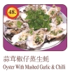 Oyster with Mashed Garlic & Chili Fresh Oysters / Squid / Clams Menu