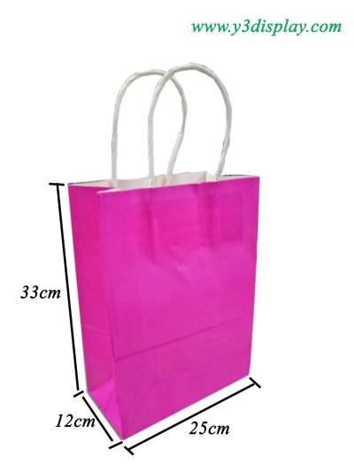12611-25x33x12cm Paper Bag-Pink-12pcs