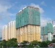 Nearly completed view of the medium cost apartment blocks, the low cost Block D at the back. Penang, Sugai Pinang - Serina Bay apartment Completed projects in Penang