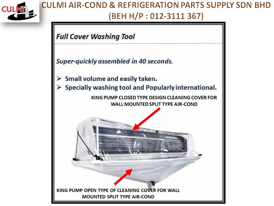 KING PUMP OPEN + CLOSED TYPES OF CLEANING COVER FOR WALL MOUNTED SPLIT TYPE AIR-COND APPLICATION