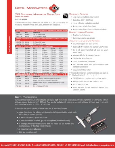 STARRETT Depth Micrometers