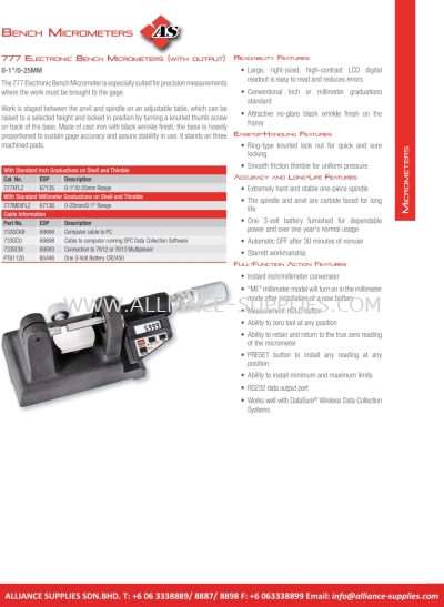 STARRETT Bench Micrometers