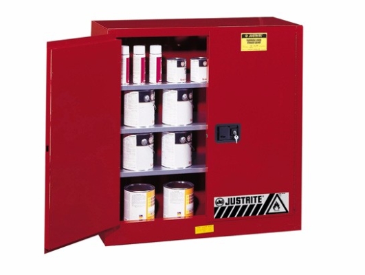 EX Combustibles Safety Cabinet for paint and ink, Cap. 40 gal., 3 shelves, 2 m/c doors 