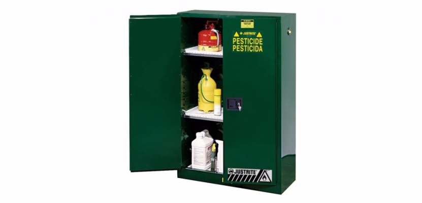 EX Pesticides Safety Cabinet, Cap. 45 gallons, 2 shelves, 2 manual-close doors