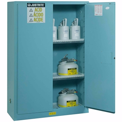 EX Corrosives/Acid Stl Safety Cabinet, Dims. 44"H, Cap. 30 gal., 1 shelf, 2 m/c doors 