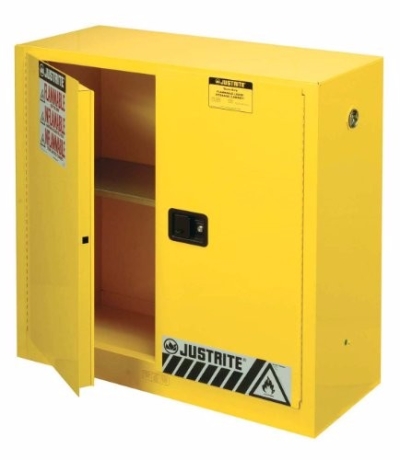 EX Flammable Safety Cabinet, Dims. 44"H, Cap. 30 gal., 1 shelf, 2 m/c doors 