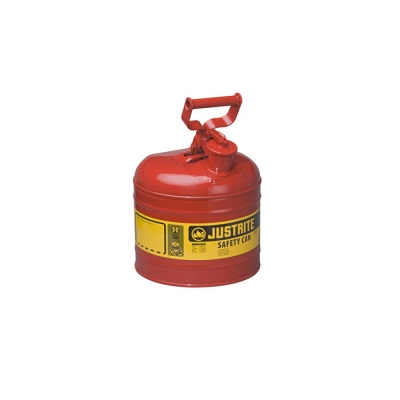 TYPE I STEEL SAFETY CAN FOR FLAMMABLES, 2 GALLON (7.5L), S/S FLAME ARRESTER, SELF-CLOSE LID