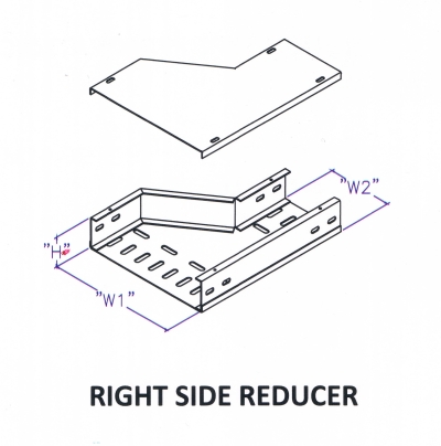 Though Type Perforated Cable Tray Fitting - Right Side Reducer