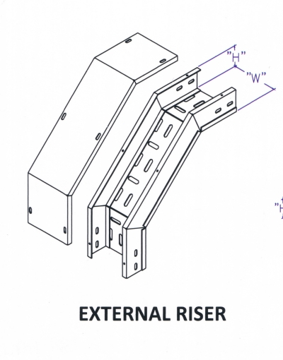 Though Type Perforated Cable Tray Fitting - External Riser