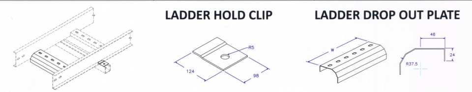 Ladder Accessories - Ladder Hold Clip n Drop Out Plate Cable Ladder Cable Support Systems