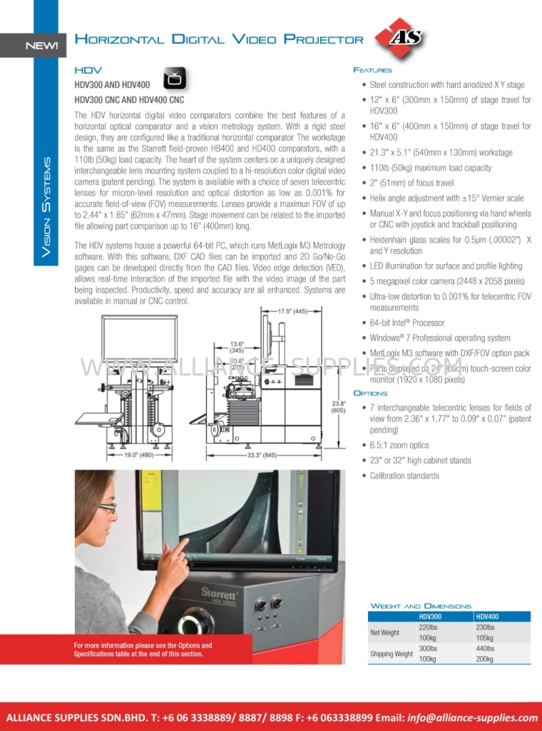 STARRETT Horizontal Digital Video Projector STARRETT Vision Systems and Optical Comparators STARRETT