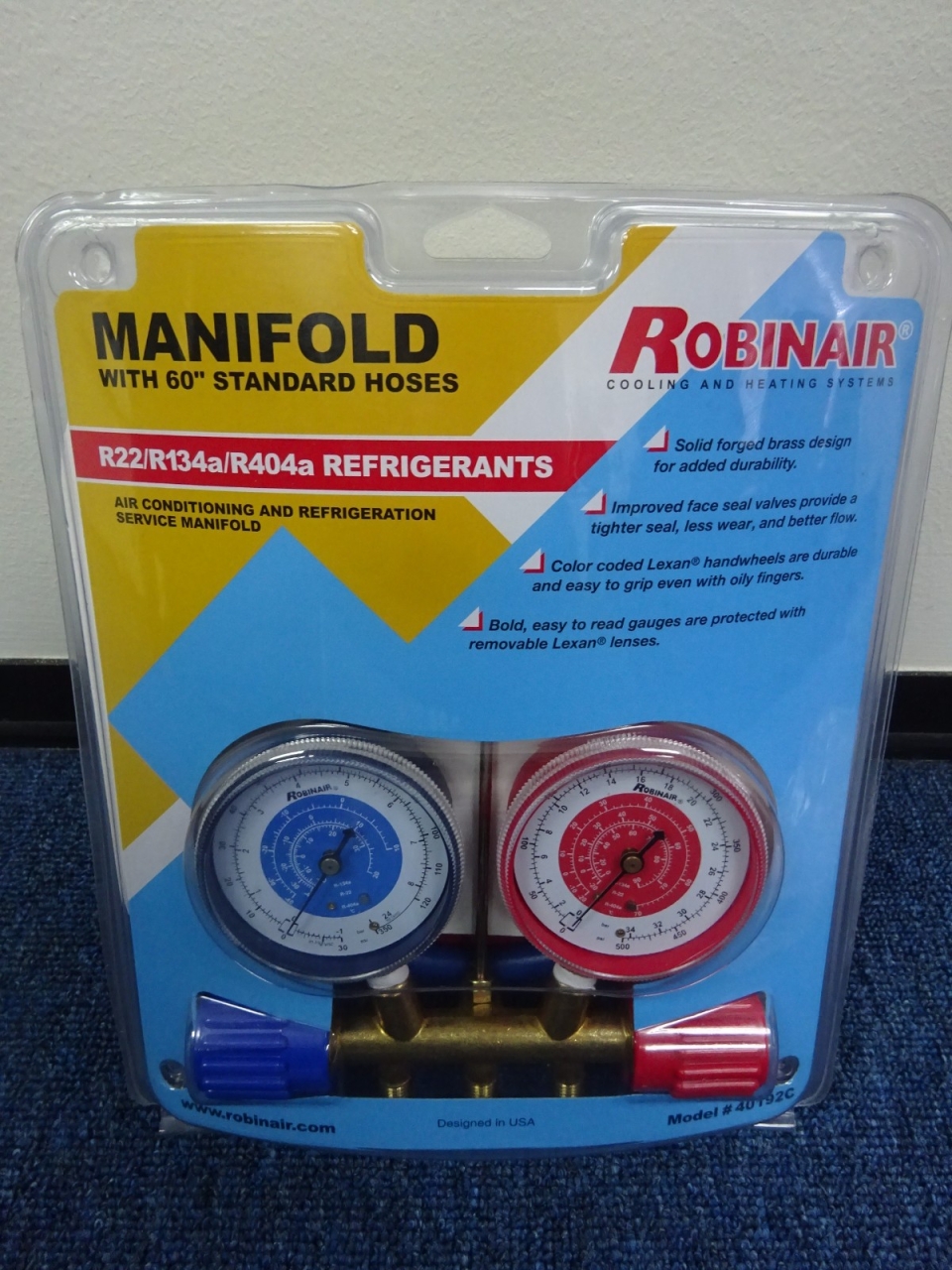 ROBINAIR 40192C MANIFOLD SET C/W 5FT (3 PCS) (R22/R134A/4404A)