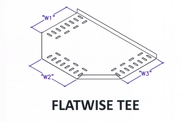 Straight Edge Perforated Cable Tray Fitting - Flatwise Tee