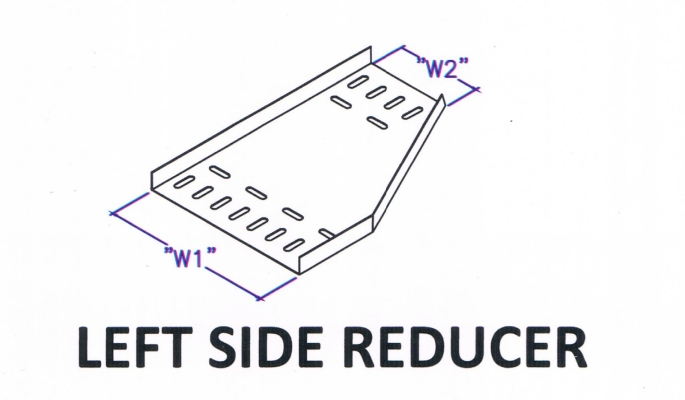 Straight Edge Perforated Cable Tray Fitting - Left Side Reducer