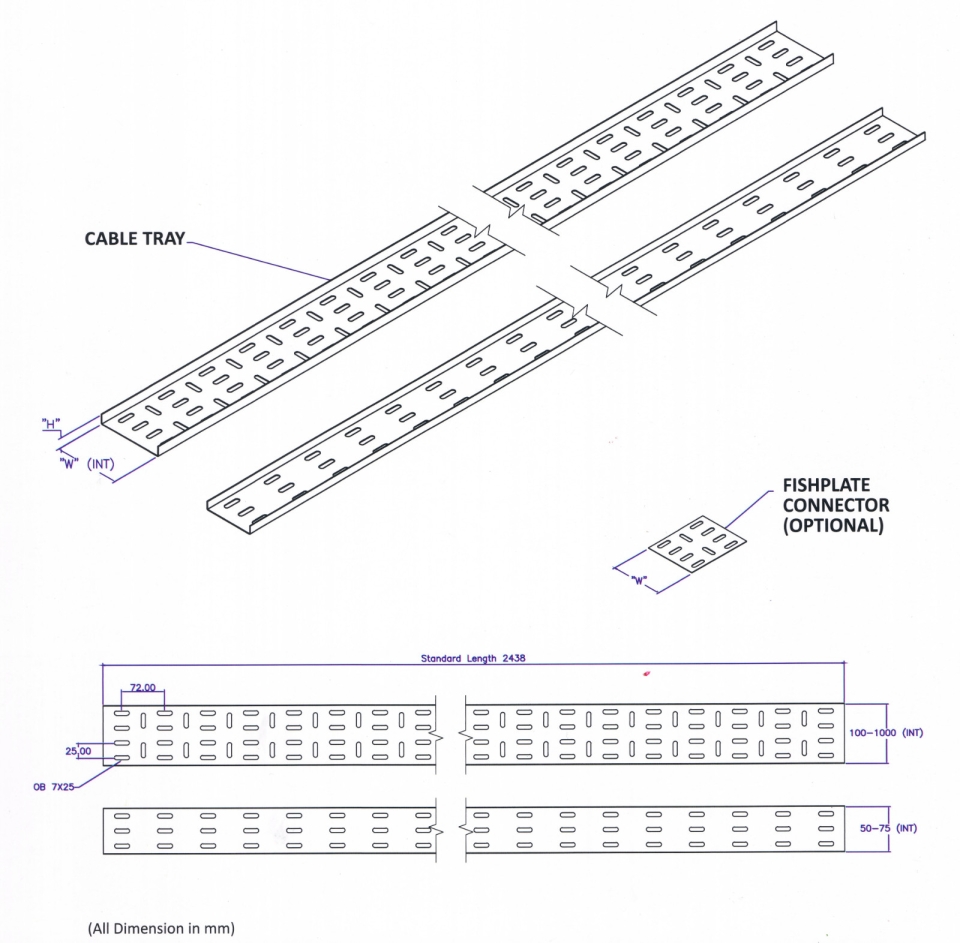 Straight Edge Perforated Cable Tray 001 Cable Tray Cable Support Systems