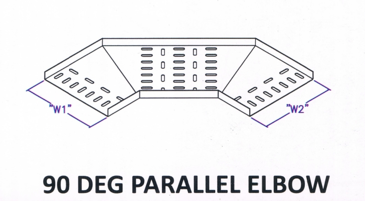 Straight Edge Perforated Cable Tray Fitting - 90 Deg Parallel Elbow