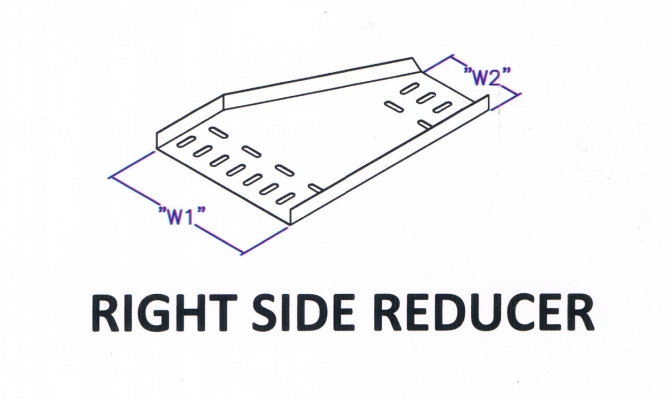 Straight Edge Perforated Cable Tray Fitting - Right Side Reducer