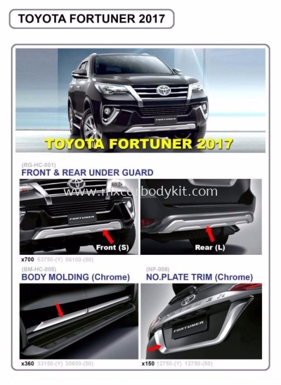 2017 TOYOTA FORTUNER FRONT & REAR BUMPER GUARD