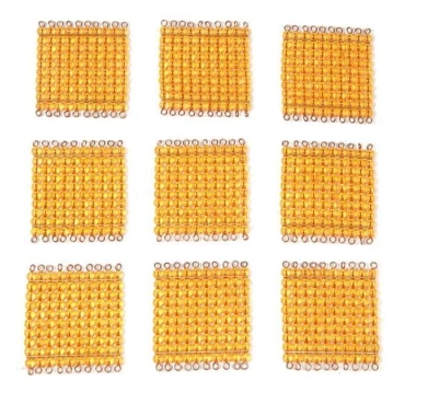 9 Golden Bead Hundred Squares - KM094 