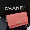 (SOLD) Brand New Chanel Boy Calfskin Wallet on Chain in Pink Chanel