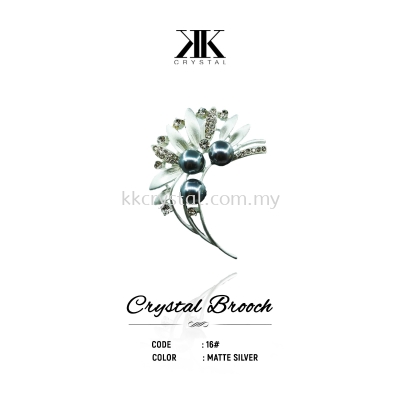 Crystal Brooch, 16#, MATTE SILVER