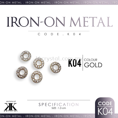 Iron On Metal, Code: K04, Gold Plating, 25pcs/pack